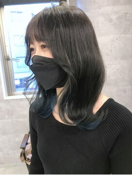 ルーブ トウキョウ(Loob. TOKYO) インナーカラー（アッシュブラック×ブルーカラー.青.ネイビー）