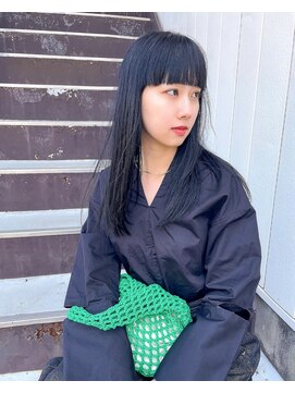 フルール(hair place Fleur) ブルーブラック×酸性ストレートでツヤツヤなロングヘア