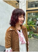 赤髪　パーマスタイル