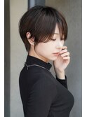 大人可愛い20代30代40代黒髪前下がりショートボブ丸みショート◎