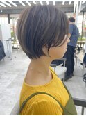 美髪シアーカラーピンクブラウンショートカット切りっぱなしボブ
