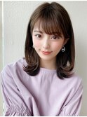 ★小顔ワンカールレイヤーカットデジタルパーマチェリーブラウン