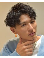 フリーク バーバーショップ 都島店(FREAK BARBER SHOP) 黒髪無造作コンマバング縦落ちツイストスパイラルパーマ
