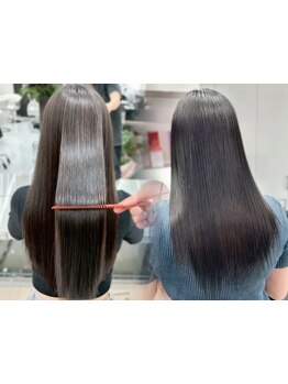 癖/髪質のお悩み解消ダメージレス特化ケアストレート。毛先までするんとナチュラルな手触り[韓国/新宿]