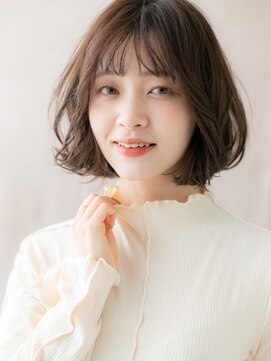 カバーヘア イヴ 戸頭店(COVER HAIR EVE) オン眉/ゆるふわボブ/無造作/小顔カット/スモーキーカラー/20代e