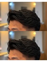 ゼロスバーバー(0's BARBER SHOP)&nbsp;束感黒髪ナチュラルパーマ人気流行毛流れメンズ