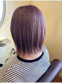 切りっぱなしボブ×ピンクパープルカラー