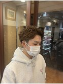 メンズワイルドアップバングパーマ