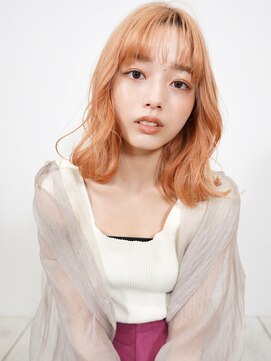 ラフィス ヘアー ピーチ 岡山店(La fith hair peach) 【La fith】ハイトーンピンクベージュ×ミディアム
