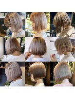 リノショアーズ 日本大通り店(RINOSHORES)&nbsp;大人可愛いハイトーンブリーチブロンド系ボブミルクティー20代