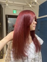 アジールヘア 池袋東口店(agir hair)&nbsp;ブリーチ1回ケアブリーチ深みチェリーレッドカラーシアーカラー