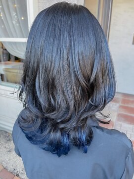 セットアップ 岡山北長瀬店(SET-UP) ブルーカラー インナーカラー ハイライト ウルフ