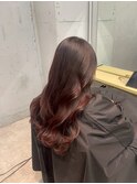 ショコラピンク　韓国風ウェーブ　艶髪
