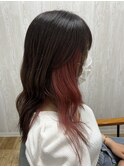 ピンクインナー×巻き髪スタイル