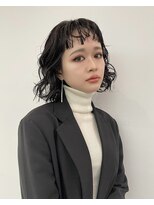 グリスバイミナリス(Guliss by minaliss) パーマ風お呼ばれヘアセットグレーブラックボブヘアアレンジ