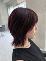 バディ 中野駅前店(BUDDY)&nbsp;ブリーチなしボルドーカラー×ウルフ【中野美容室】