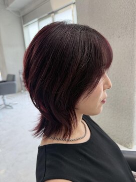 バディ 中野駅前店(BUDDY) ブリーチなしボルドーカラー×ウルフ【中野美容室】