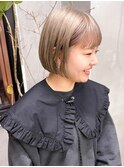 ハイトーンミルクティベージュハニーベージュミニボブ