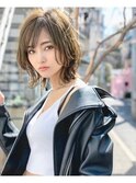 大人かわいい前髪セシルカットココアブラウンフリンジウェーブ