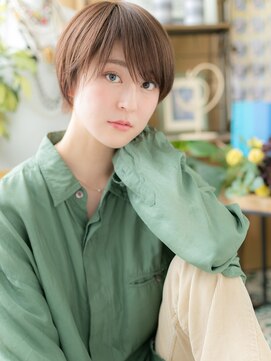 カバーヘア ブリス 北浦和(COVER HAIR bliss) 斜めバンググレージュカラー小顔ボブショートh3北浦和20代30代