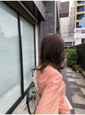 アッシュブラウンリバース外はねミディアム