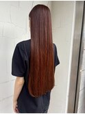 縮毛矯正ロングコスメストレート髪質改善オレンジベージュ