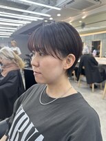 ロンドシエル 横浜(Lond ciel)&nbsp;ミニウルフチェリーブラウンブリーチなしショートボブ前髪/横浜
