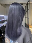 調布ダブルカラーブルーラベンダーセミロングレイヤーカット