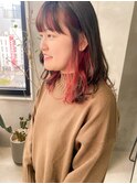 インナーカラーフェイスフレーミングカラー赤レッドオレンジ