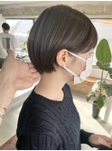 大人かわいい丸みショートボブマッシュショートダークアッシュ