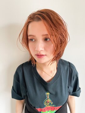 セーヌ(CEINE) 大人可愛い20代30代40代オレンジショートボブ丸みショート◎