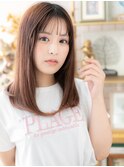 シースルーバング大人可愛いベージュピンクa戸頭20代30代40代