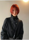 ショートボブ/レッドカラー/赤髪/顔まわりレイヤー［南青山］