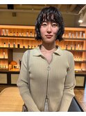 大人黒髪ボブにパーマ