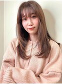 ロングレイヤー/透明感/オレンジピンク