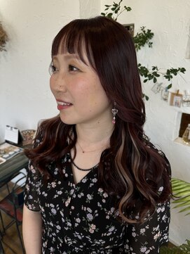 ソンリエ 青竹店(SONRiE) 暗めのレッド&ベージュエクステ