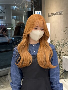 スーリール 東比恵店(Sourire) #オレンジカラー#韓国巻き#顔周りカット