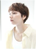 切りっぱなしショート・ボブ/絶壁解消/前髪なし/40代/30代/丸顔