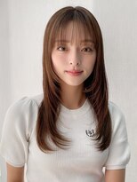 エトラ 渋谷店(etora) 小顔 前髪 レイヤーカット くびれヘア アプリコットオレンジ"