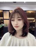 ミディアムヘアー　ラベンダーピンク　上級髪質改善　赤坂見附