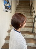 オレンジブラウン　ショートボブ