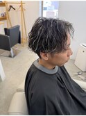 ホワイトメッシュ/メッシュ/波打ちパーマ/ハイライト/カラー