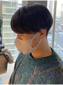 センターパート縮毛矯正マッシュ刈り上げ毛流れツーブロック