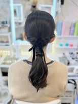 結婚式 二次会 お呼ばれ ローポニー×ベロアリボン