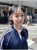 インナーカラー/切りっぱなしボブ/ シースルーバング