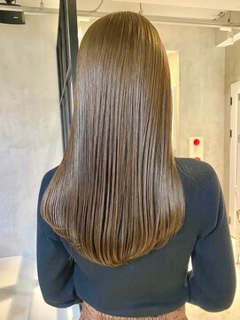 エリマバイフィフス 調布(elima by fifth) 調布ダブルカラーミディアムボブベージュアッシュブラウンカラー