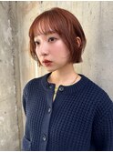 ボブ　レイヤーボブ　レイヤーカット　オレンジ　