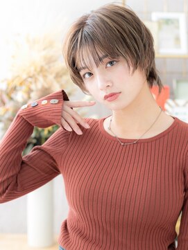 カバーヘア ブリス 川口(COVER HAIR bliss) ブリーチなしミルクグレージュハンサムショートウルフh5川口30代