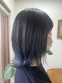 エルフゥ(Elle fou) 前下がりボブ☆毛先はサファイアブルーでクールにおしゃれ!!