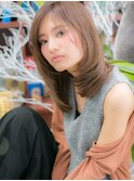 大人かわいいかきあげ前髪小顔暖色系カラーc5志木20代30代40代